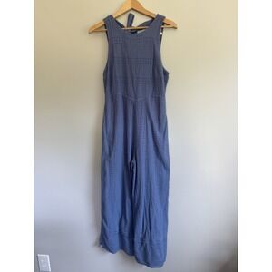 Anthropologie Sancia Avril Eyelet Boho Lagenlook‎ Jumpsuit Size Medium Blue